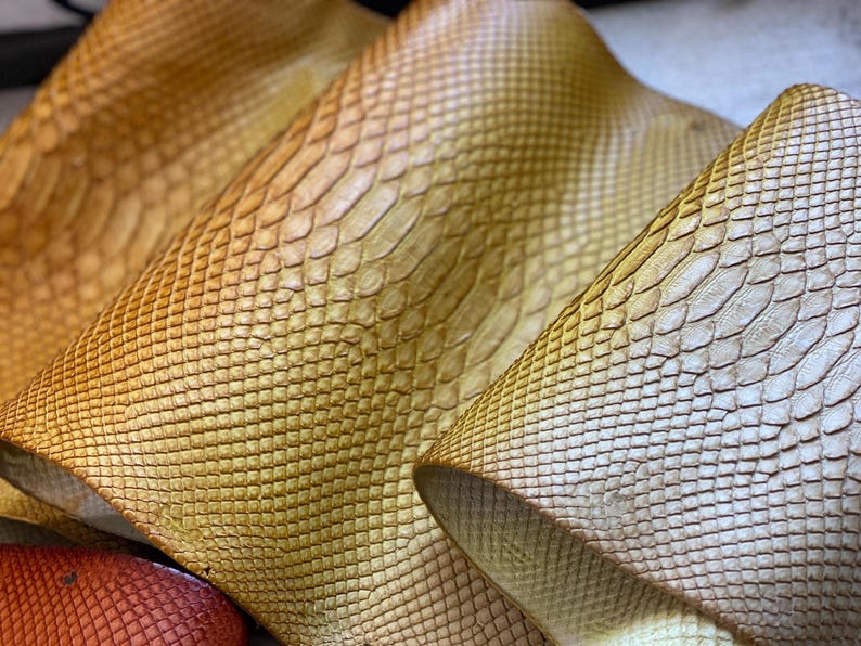 Gradient python leather hide with natural scale texture for luxury leathercraft