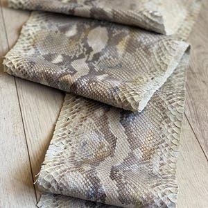 Exotic leather strips in authentic natural python coloration for leathercraft