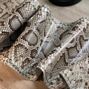 Luxury Italian Tanned Python Leather Strip: Genuine Snake Skin, Exotic Leather, Patterned Snake Skin for Wallets