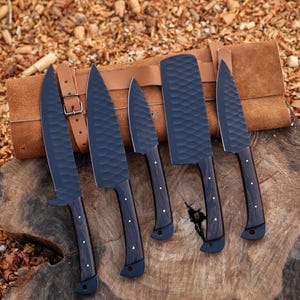 Damascus Pattern 5-Piece Kitchen Knife Set, Precision Cutting BBQ Kitchen Knives, Perfect Gifts for Him, Ideal for Weddings, Gift for wife