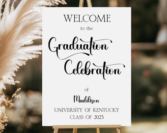 Placa de boas-vindas personalizada para formatura, decoração para formatura da turma de 2025, sinalização personalizada para eventos, placa de espuma, decoração minimalista para festas