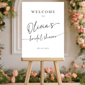 Letrero de bienvenida personalizado para despedida de soltera, elegante letrero impreso en cartón pluma, lienzo o póster. Tablero de bienvenida personalizado para fiesta de brunch nupcial.