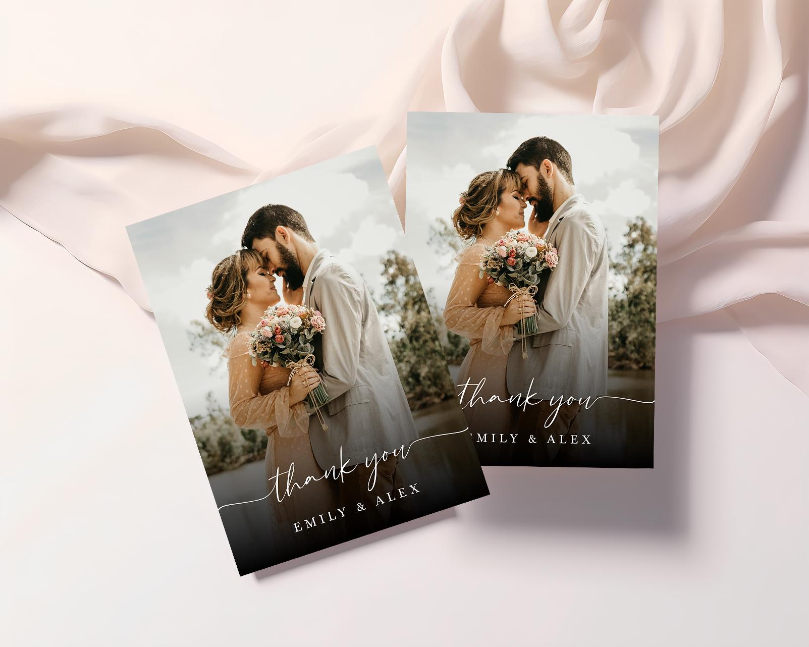 Printed Wedding Thank You Cards With Envelopes Custom Folded Cards With ...