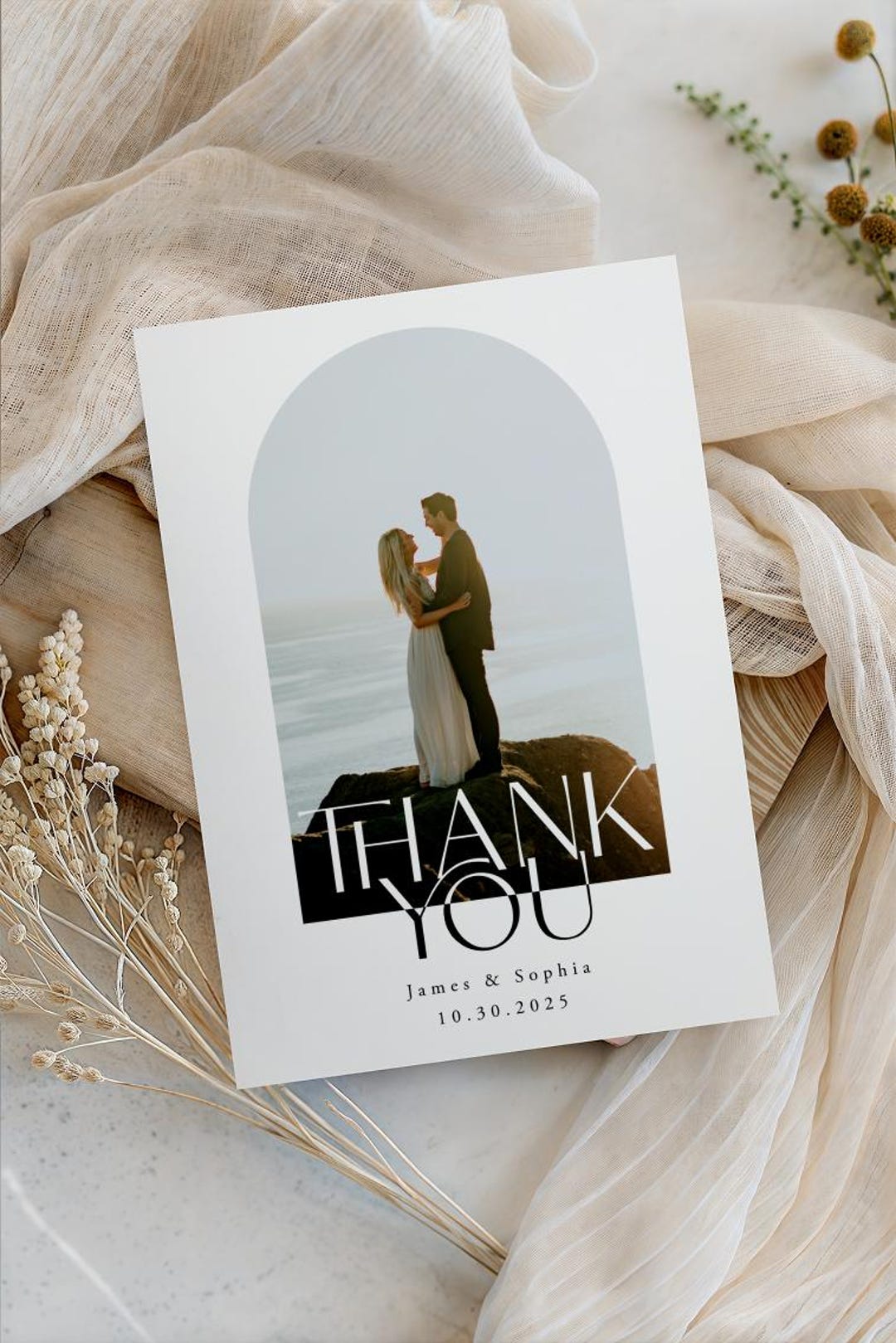 Printed Wedding Thank You Cards With Envelopes Custom Folded Cards With ...