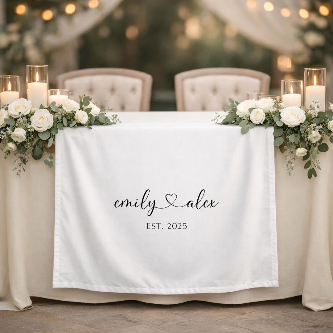 Elegant Sweetheart Table Runner With Couple Names, Personalized Banner ...