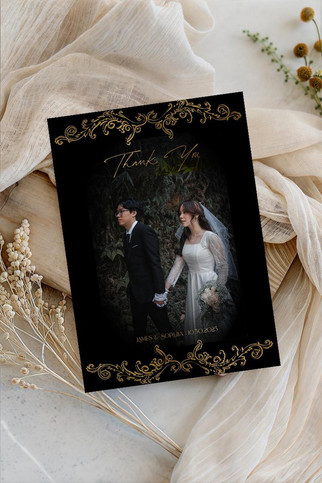 Printed Wedding Thank You Cards With Envelopes Custom Folded Cards With ...