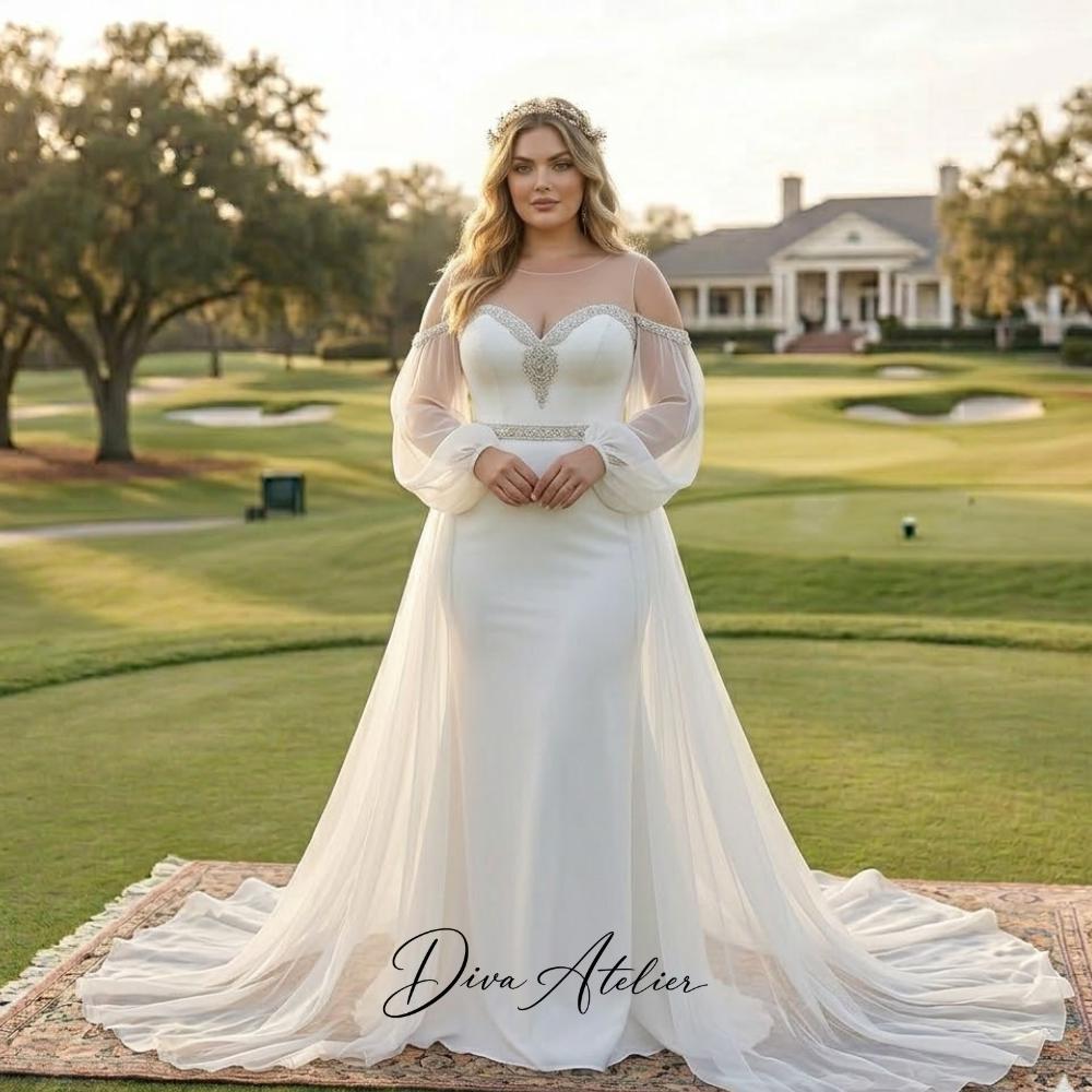a line dress size 18 Wedding Dress Elegant V-Neck A-Line Short Puffy Sleeves With Detachabl –  TANYA BRIDAL main image 1