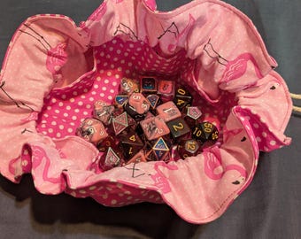 Pink Flamingo and Polka Dot Dice Bag