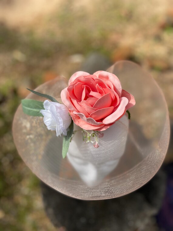 Elegant Peach Floral Fascinator Headband | Derby Day, Garden  display picture 3