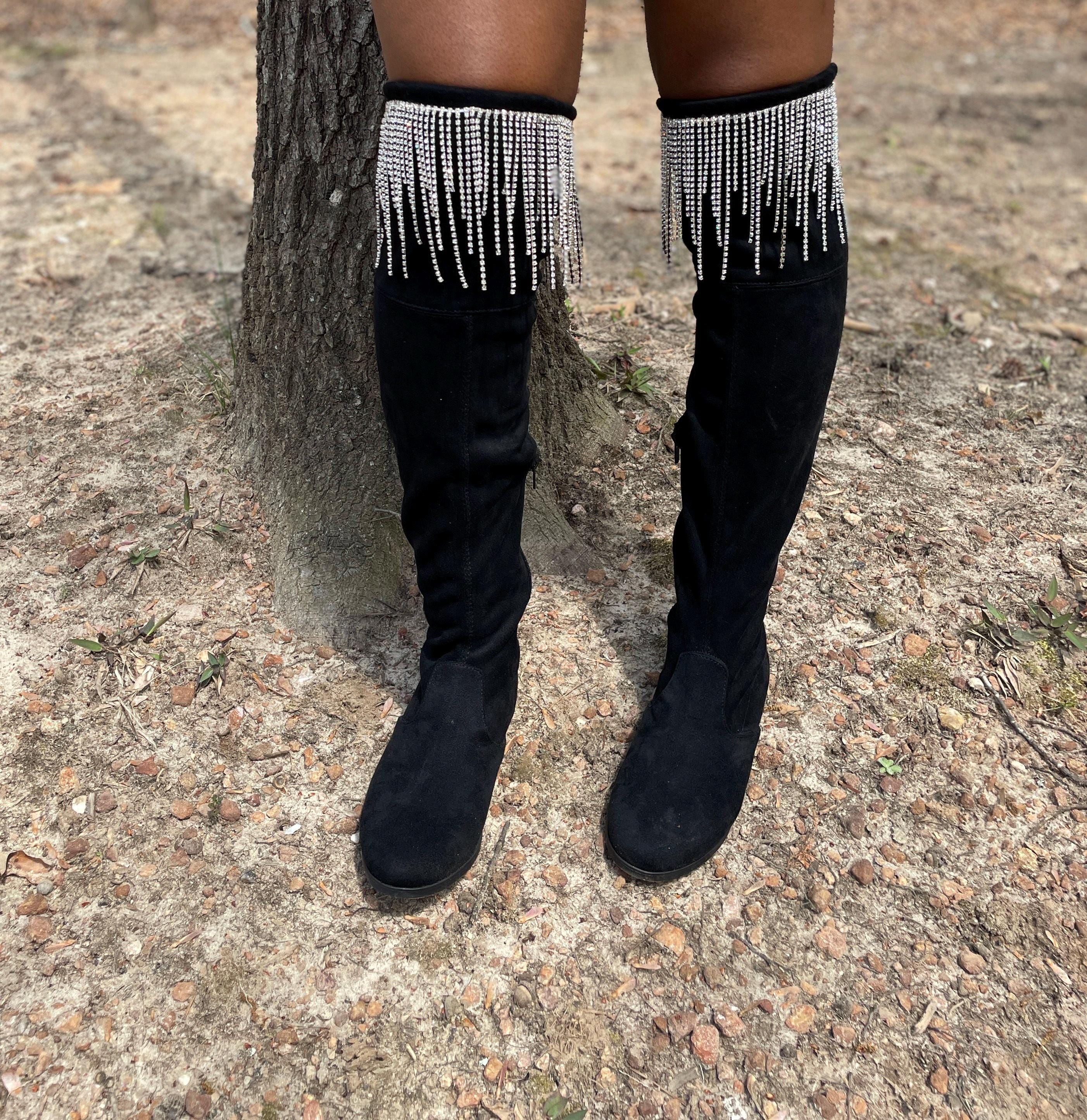 Buy Knee High Rhinestone Boots Online In India India