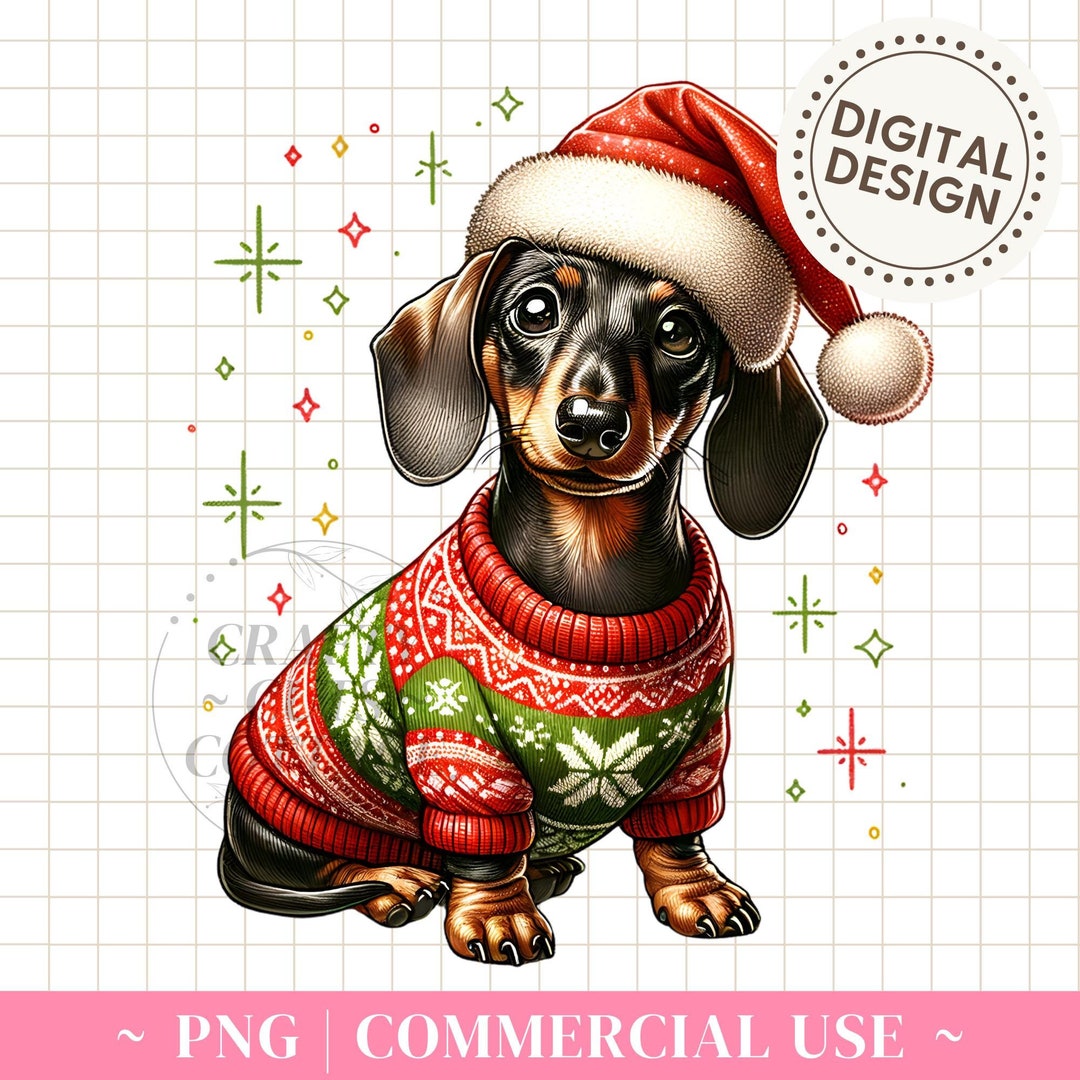 Christmas Dachshund PNG, Cute Weiner Dog T-shirt Sublimation, Santa Png ...