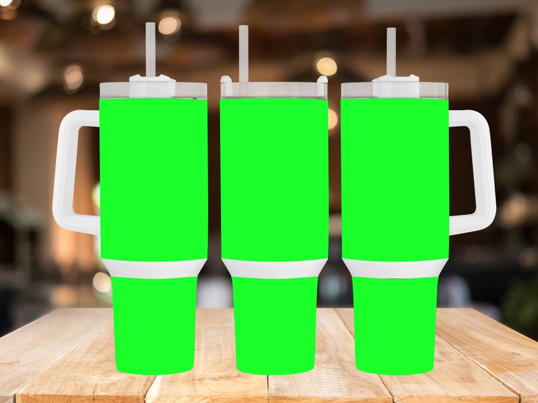 40oz Neon Green Tumbler Wraps, Light Green Sublimation, PNG Tumbler