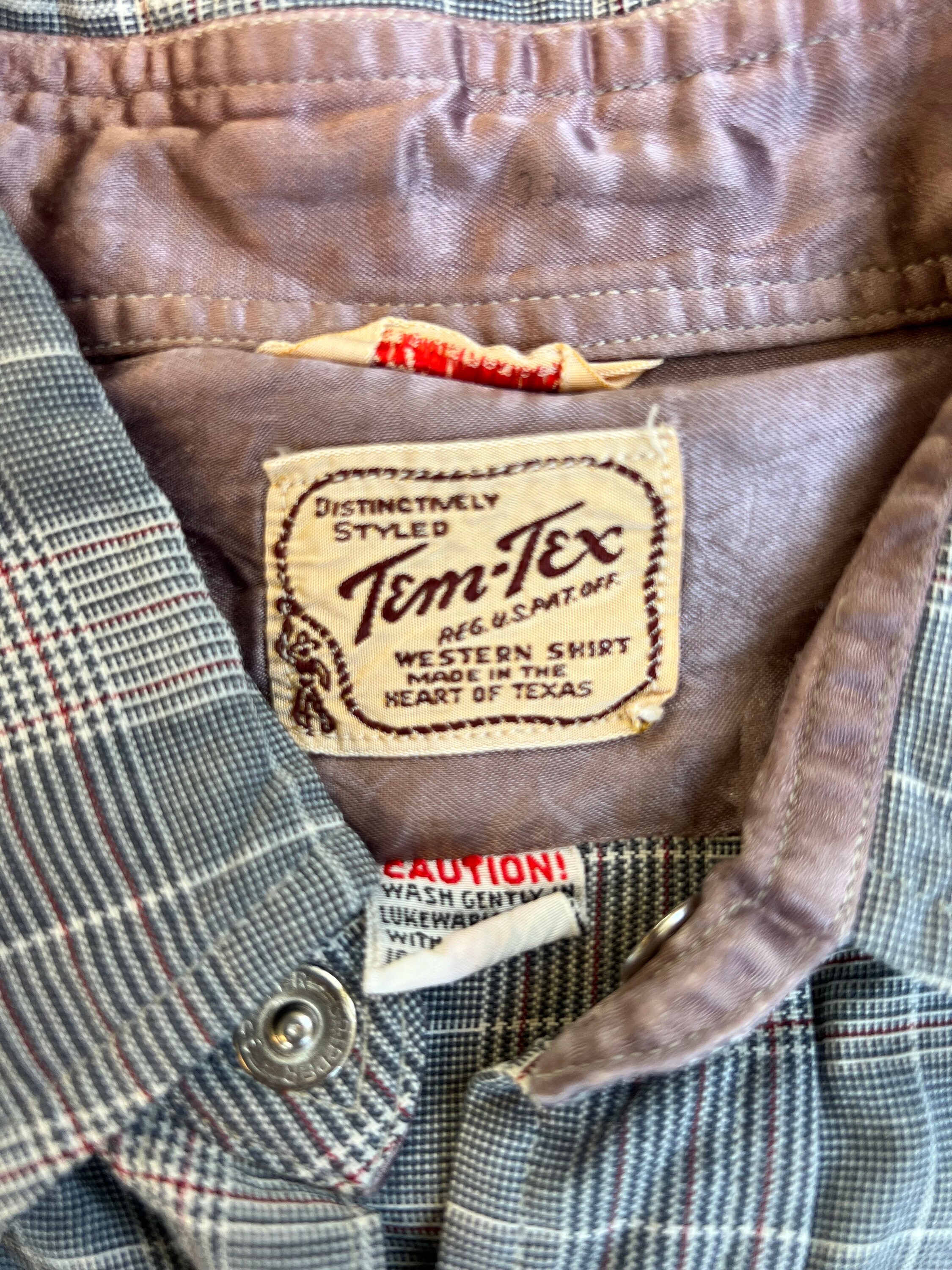 Vintage 1940s-1950s Tem-tex Western Shirt, Gabardine With Pearl