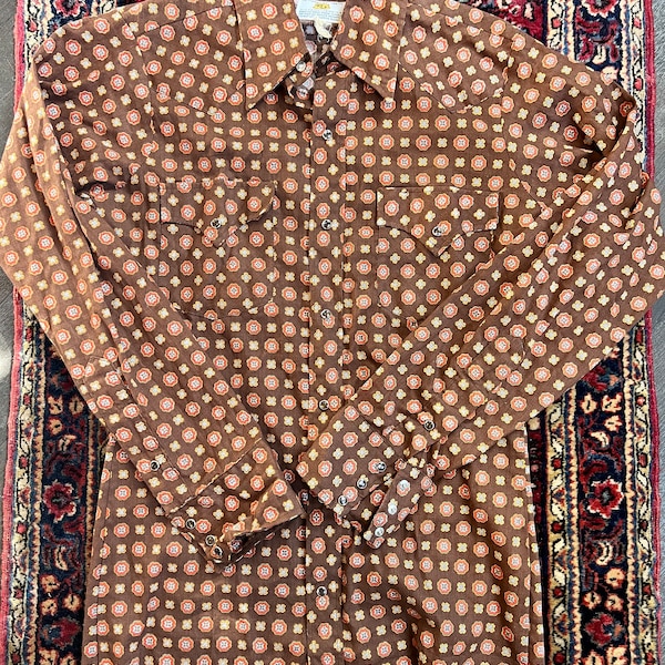 Vintage 1970s 1980s western shirt, pearl snaps, size medium 70s 80s cowboy hippie