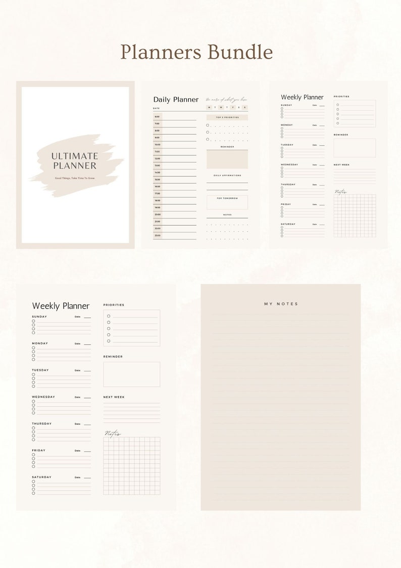 Daily, Weekly, Monthly Planners, Instant Download, Productivity ...