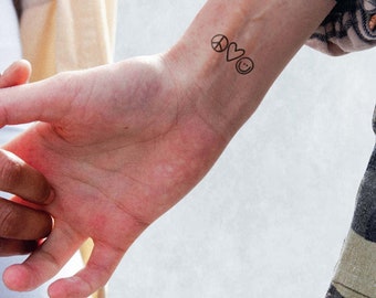 Langdurige tijdelijke tattoo | Vrede en liefde | Tatoeage voor mannen en vrouwen | Semi-permanente tatoeage | JaguaHenna | Cadeau idee