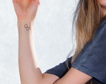 Langdurige tijdelijke tattoo | Met elkaar verweven harten | Vrouw tattoo | Semi-permanente tatoeage | JaguaHenna | Cadeau-idee voor dames