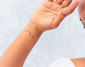 Langdurige tijdelijke tattoo | Minimalistische golf | Vrouw tattoo | Semi-permanente tatoeage | JaguaHenna | Cadeau-idee voor dames