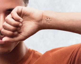 Langdurige tijdelijke tattoo | Smiley | Tatoeage voor mannen en vrouwen | Semi-permanente tatoeage | JaguaHenna | Cadeau idee