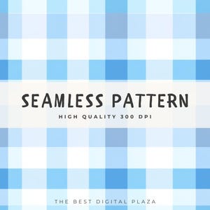 Blue Pastel Plaid Seamless Pattern, Gingham Checkered Digital Paper, Light Blue Background, Buffalo Check Fabric Texture, Cozy Rustic Design
