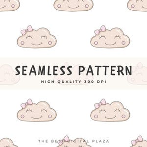 Joli motif nuage beige transparent, imprimé ciel pastel doux, design météo esthétique pour chambre de bébé, baby shower, scrapbooking et emballage cadeau