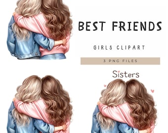 Beste Freunde Clipart, Soul Sisters PNG, Girly Illustration (digitaler Download)