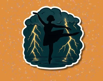 バレリーナ・ライトニング・ストーム ステッカー：力強い女性アート - ビニールまたはマグネット