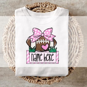 DTF Transfer, Ready to Press, T-shirt Transfers, Heat Transfer, Direct to Film, Coquette Personalized Pink Football Bow Girlie DTF transfer