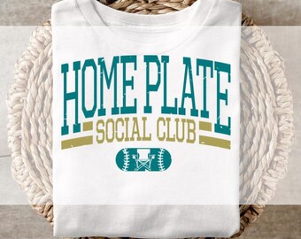 DTF Transfer, Ready to Press, T-shirt Transfers, Heat Transfer, Direct to Film, Distressed Home Plate Social Club Transfer