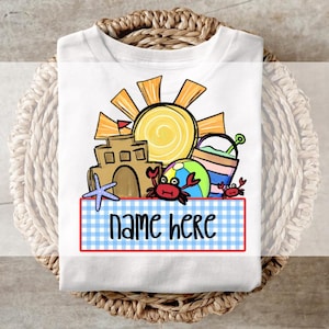 DTF Transfer, Ready to Press, T-shirt Transfers, Heat Transfer, Direct to Film, Kids Beach Fun Toys blue transfer