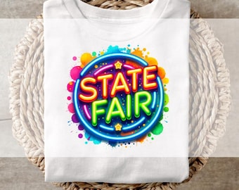 DTF Transfers, Ready to Press, T-shirt Transfers, Heat Transfer, Direct to Film,Neon State Fair DTF transfer