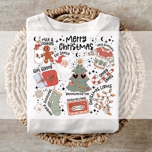 DTF Transfers, bereit zum Pressen, T-Shirt Transfers, Wärmetransfer, Direkt zum Film, Weihnachtstransfer, Frohe Weihnachten Bilder Retro Transfer