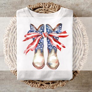 DTF Transfers, Ready to Press, T-shirt Transfers, Heat Transfer, Direct to Film, Patriotic Cowboy Boots transfer