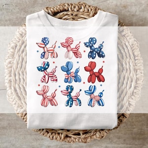 DTF Transfer, Ready to Press, T-shirt Transfers, Heat Transfer, Direct to Film, Patriotic Balloon Dogs DTF transfer