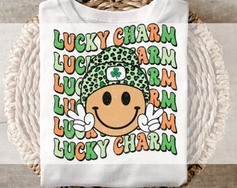 DTF Transfer, Ready to Press, T-shirt Transfers, Heat Transfer, Direct to Film, Lucky Charm Smiley Face DTF