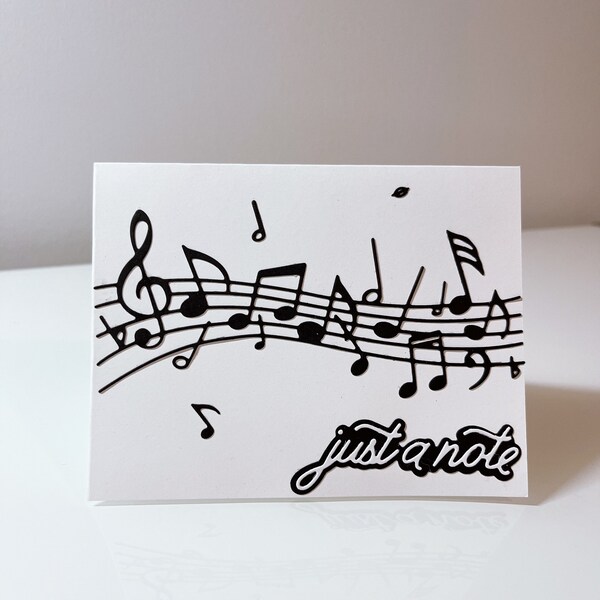 Just a Note Card, Handmade Card, Music Note Card, Blank Card, Simple Card