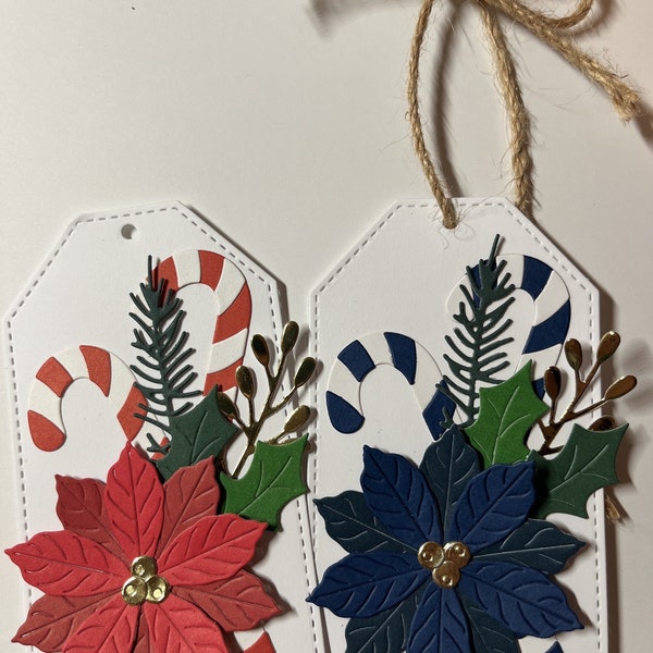 Gift Tag, Christmas Gift Tag, Handmade Gift Tag, Holiday Gift Tag, Winter Gift Tag, Poinsettia Gift Tag