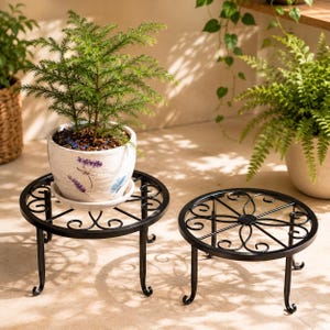 Tall Metal Plant Stand Vintage Flower Pot Holder Heavy Duty Indoor Outdoor Planter Stand Rustic Home Garden Decor