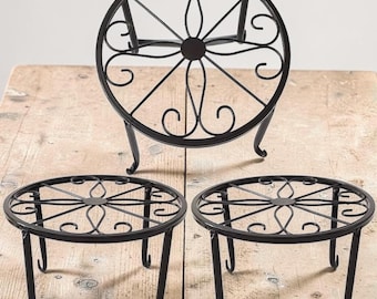 Soporte alto de metal para plantas, soporte vintage para macetas, soporte resistente para plantas de interior y exterior, decoración rústica para el hogar y el jardín.