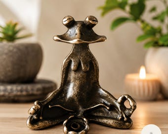 Porta incienso de rana de cobre, adorno para mascotas de té zen, porta incienso de latón macizo, decoración para meditación, regalo de escritorio Feng Shui