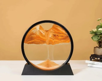 Moving Sand Art Picture 3D Sandscape Decor Flowing Sand Frame Round Quicksand Art Desk Decor Relaxing Gift Home Decoration