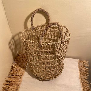 Moroccan straw basket, wicker bag, shopping basket, large straw bag, embroidered bag.