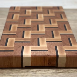 End Grain Cutting Board: Walnut, Cherry & Maple Charcuterie Board