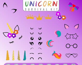 Arma tu Unicornio – Kit de Supervivencia, png, svg, dxf, pdf, studio3, eps, cdr, plt para Sublimación, DTF o vinil en Cameo o Plotter
