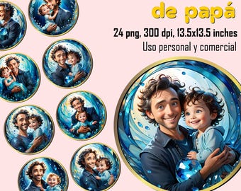 24 imágenes PNG de padres abrazando a su bebé, estilo acuarela, tono azul | PNG transparente | Descarga digital instantánea | Uso comercial.