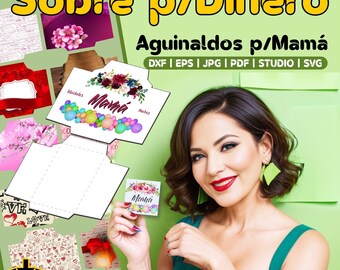 Sobre para dinero para las madres - Plantilla para corte en plotter | Studio (Cameo) - Cricut - DXF - svg - PDF - PNG, imprimible Letter/A4