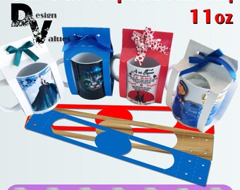 Plantilla de Caja de Regalo para tazas 11oz, Plantilla SVG, cdr, PNG, DXF, eps, pdf, studio3, Silhouette Cameo, Cricut, Plotter, Cutfiles