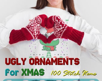 Arma tu Suéter Feo Navideño – Ugly Christmas Sweater Kit, png, svg, dxf, pdf, studio3, eps, para DTF, vinil en Cameo, Plotter o Sublimación