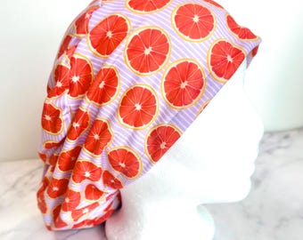 Grapefruit Scrub Cap | Trendy Stretchy Scrub Hat, Nurse Doctor Hospital Gift, Hero Hat, Jersey Knit, Mens Womens Surgical Euro