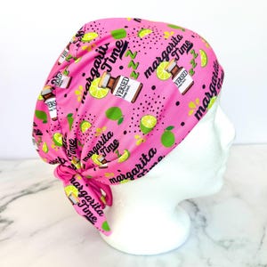 Margarita Time (Pink) Scrub Cap | Anesthesia Versed, Stretchy Hat, Nurse Doctor Gift, Hero Hat, Jersey Knit, Mens and Womens Surgical Euro